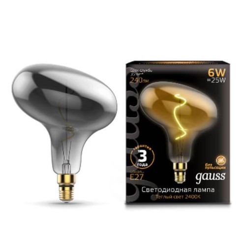 Лампа светодиодная филаментная Gauss E27 6W 2400K серая 165802008 