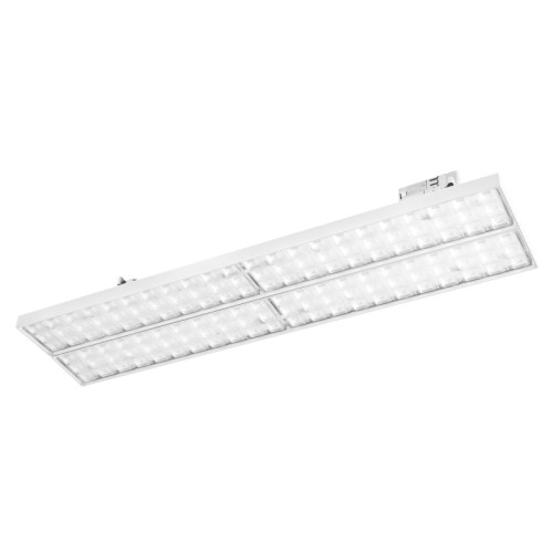 Светильник LGD-MARS-4TR-S582x138-50W White6000 (WH, 60-130 deg, 230V) (Arlight, IP20 Металл, 5 лет) Светильник подвесной для треков/шин 4 провода. Мощность 50 Вт, св. поток 5160 лм, 109 лм/Вт, белый 6000 K, CRI>90, изменяемый угол 60-130°, напряжение питания 230 В. Белый корпус из алюминия, материал рассеивателя PC, степень защиты IP20. Размер: длина 582 мм, ширина 138 мм, высота 110 мм. Монтаж на трек 3-фазный. Драйвер 27-40 В, 1400 мА, пульсация 
