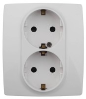  - Розетка ЭРА 12 2x2P E Schuko со шторками 16A 250V 12-2104-01 Б0014699