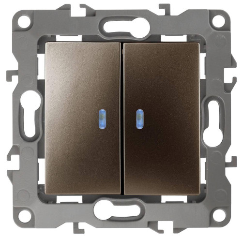 Выключатель двухклавишный с подсветкой ЭРА 12 10AX 250V 12-1105-13 Б0019292 