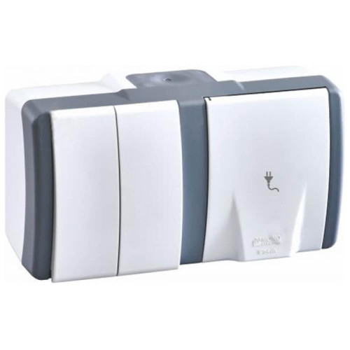 Розетка 2-я Mono Electric Octans IP54 16A 250V бело-серый 154-020001-181 
