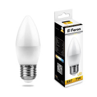  - Лампа светодиодная Feron E27 7W 2700K Свеча Матовая LB-97 25758