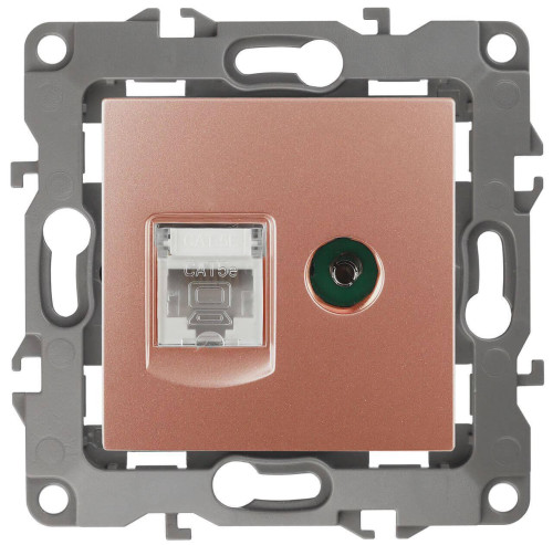 Розетка комбинированная RJ45+TV ЭРА 12 12-3110-14 Б0027449 
