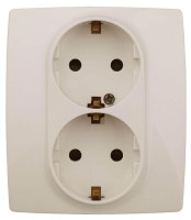  - Розетка ЭРА 12 2x2P E Schuko со шторками 16A 250V 12-2104-02 Б0014700