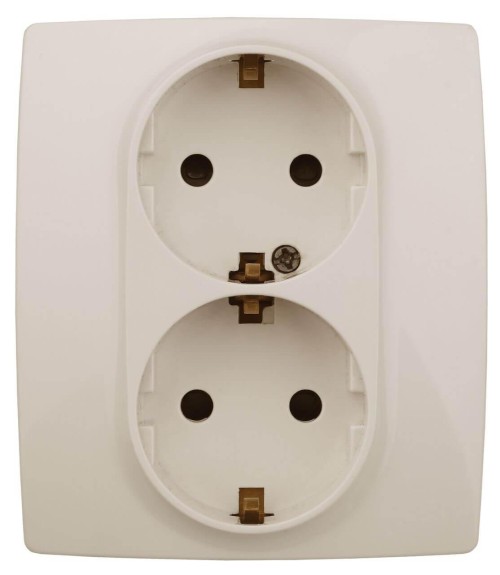 Розетка ЭРА 12 2x2P E Schuko со шторками 16A 250V 12-2104-02 Б0014700 