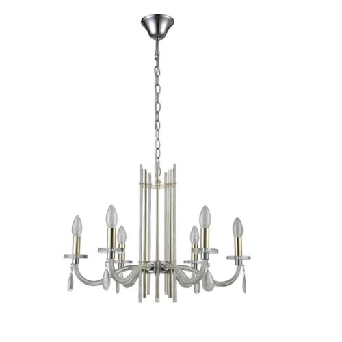 Подвесная люстра Crystal Lux AURELIO SP6 GOLD+CHROME/TRANSPARENT 