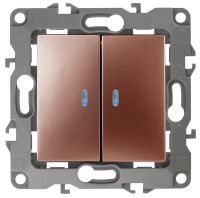  - Выключатель двухклавишный с подсветкой ЭРА 12 10AX 250V 12-1105-14 Б0019293