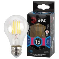  - Лампа светодиодная филаментная ЭРА E27 15W 4000K прозрачная F-LED A60-15W-840-E27 Б0046983