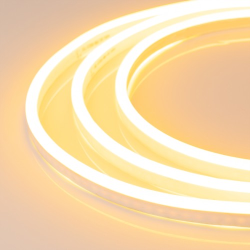 Гибкий неон ARL-CF2835-Mini-24V Yellow (16x8mm) (Arlight, 6 Вт/м, IP65) Гибкая герметичная лента (неон серии NEON), сечение 8.5×16 мм. Светодиоды SMD 2835 108 шт/м. Цвет свечения ЖЕЛТЫЙ, угол излучения 120°. Мощность 6 Вт/м, питание 24 В. Класс пылевлагозащиты IP65. Размеры 50000×8.5×16 мм. Мин. отрезок 30.48 см. Горизонтальный изгиб SIDE, минимальный радиус изгиба 100 мм. Максимальная длина подключения 20 м. Оболочка из ПВХ. Катушка 50 м. Цена за 1 м. Гарантия 1 год.