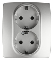  - Розетка ЭРА 12 2x2P E Schuko со шторками 16A 250V 12-2104-03 Б0014701