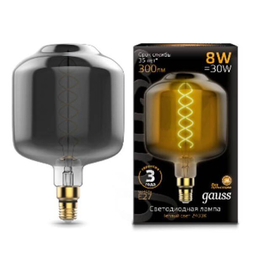 Лампа светодиодная филаментная Gauss E27 8W 2400K серая 164802008 