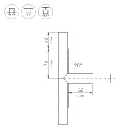  - Тройник PLS-LOCK-H25-T90 (с экраном MAT-L) (Arlight, Металл)