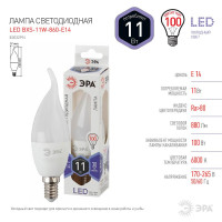  - Лампа светодиодная ЭРА E14 11W 6000K матовая LED BXS-11W-860-E14 Б0032994