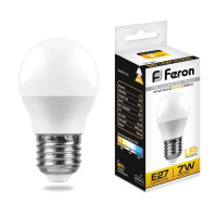  - Лампа светодиодная Feron E27 7W 2700K Шар Матовая LB-95 25481