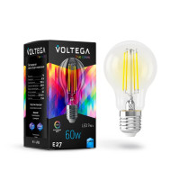  - Лампа светодиодная Voltega E27 7W 4000K прозрачная VG10-A60E27cold7W-FHR 7155
