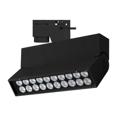 Светильник LGD-LOFT-TRACK-2TR-S170-10W Day4000 (BK, 24 deg, 230V) (Arlight, IP20 Металл, 3 года) Светильник подвесной для треков/шин 2 провода с управлением. Мощность 10 Вт, св. поток 540-600 лм, 55 лм/Вт, дневной 4000 K, CRI>90, угол 24°, напряжение питания 230 В. Черный квадратный корпус из алюминия, степень защиты IP20. Размер: длина 170 мм, высота 130 мм, ширина 36 мм. Монтаж на трек 1-фазный. Драйвер 25-40 В, 300 мА, пульсация 