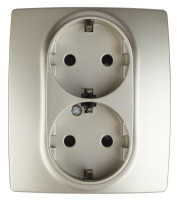  - Розетка ЭРА 12 2x2P E Schuko со шторками 16A 250V 12-2104-04 Б0014702