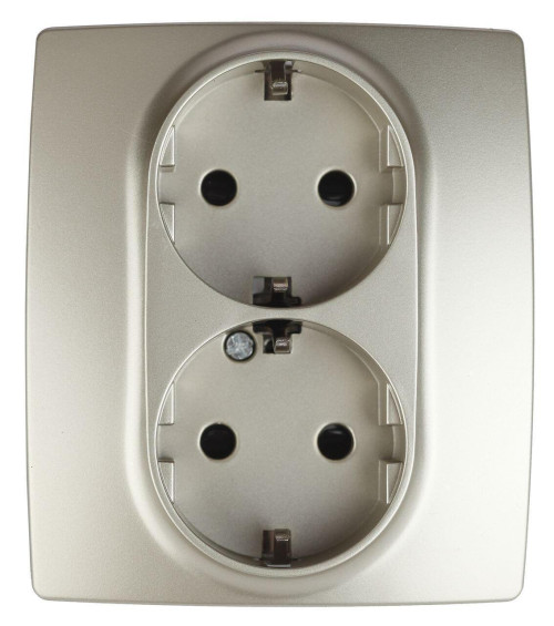 Розетка ЭРА 12 2x2P E Schuko со шторками 16A 250V 12-2104-04 Б0014702 