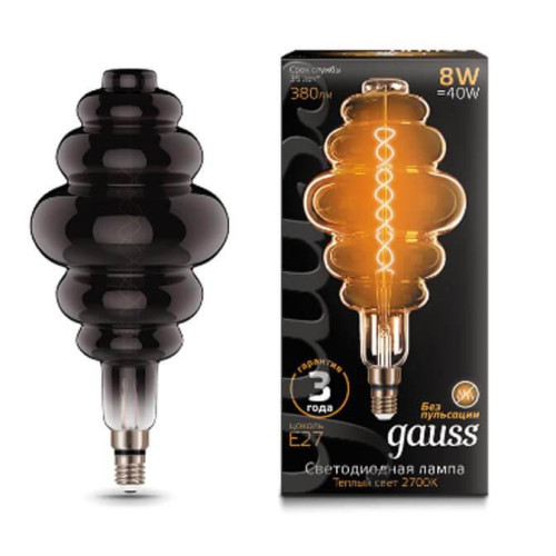 Лампа светодиодная филаментная Gauss E27 8W 2700K серая 159802008 
