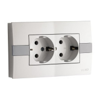  - Розетка 2К+З двойная Mono Electric Eсо 16A 250V винтовое подключение белый 101-010104-120