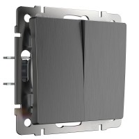  - Выключатель Werkel двухклавишный Графит рифленый WL04-SW-2G 4690389146060