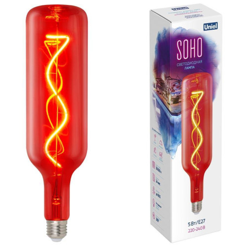 Лампа светодиодная Uniel E27 5W красный Led-SF21-5W/Soho/E27/CW Red GLS77RD UL-00007626 