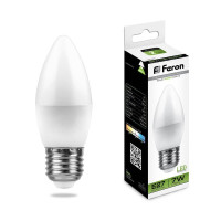  - Лампа светодиодная Feron E27 7W 4000K Свеча Матовая LB-97 25759