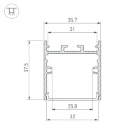  - Профиль SL-LINE-3638-LW-3000 ANOD BLACK (Arlight, Алюминий)