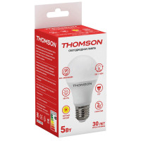  - Лампа светодиодная Thomson E27 5W 3000K груша матовая TH-B2097