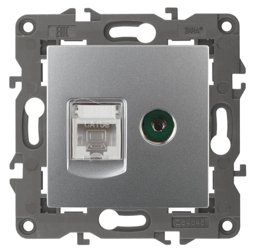 Розетка комбинированная RJ45+TV ЭРА Elegance 14-3110-03 Б0034316 