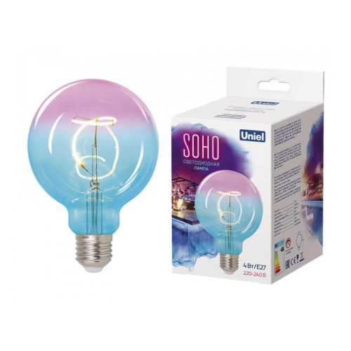 Лампа светодиодная филаментная Uniel E27 4W 2250K синяя LED-SF01-4W/Soho/E27/CW BLue/Wine GLS77TR UL-00005892 