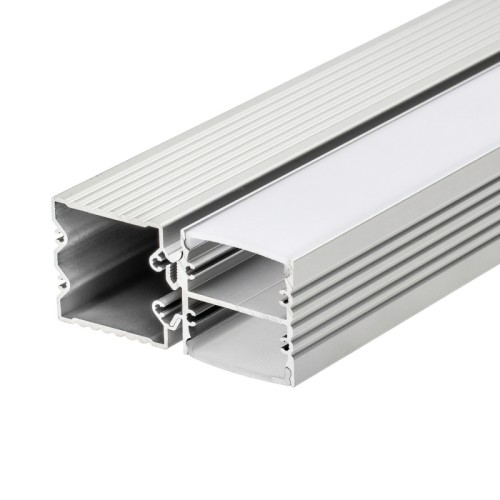 Профиль с экраном ALU-BASE-PW35D-2000 ANOD+FROST (Arlight, Металл) Анодированный профиль PW35D длиной 2 м, в комплекте с 2-мя матовыми экранами. Устанавливается на основание ALU-BASE Small/Hiding (отдельно), крепится сверху саморезами ST2.2x9.5.Для настенных светильников.