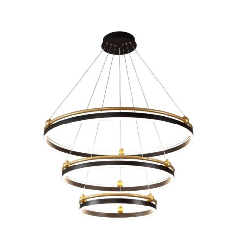 Подвесная люстра Crystal Lux FERNANDO SP158W LED D400+600+800 BLACK/GOLD 