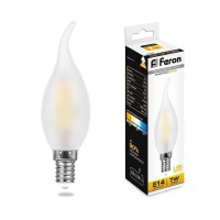  - Лампа светодиодная филаментная Feron E14 7W 2700K Свеча на ветру Матовая LB-67 25786