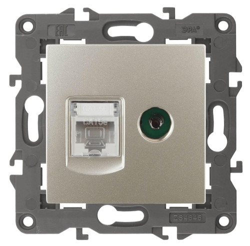 Розетка комбинированная RJ45+TV ЭРА Elegance 14-3110-04 Б0034317 