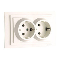  - Розетка 2К+З двойная Mono Electric Larissa 16A 250V винтовое подключение слоновая кость 103-010104-120
