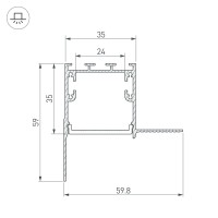  - Профиль SL-LINIA32-FANTOM-EDGE-2000 ANOD (Arlight, Алюминий)