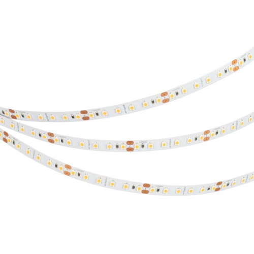 Лента NT-A120-8mm 24V Warm2700 (9.6 W/m, IP20, 3528, 5m) (Arlight, Открытый) Светодиодная гибкая лента NT-A120, открытая IP20. Светодиоды 3528, 120 шт/м (600 шт на 5 м), белая плата 8 мм, скотч 3M. Цвет ТЕПЛЫЙ 2700 K, цветопередача CRI>90, угол 120°. Питание 24V, мощность 9.6 Вт/м (48 Вт на 5 м). Размеры 5000x8x1.5 мм. Мин.отрезок 50 мм, 6 светодиодов. Цена за 1м.