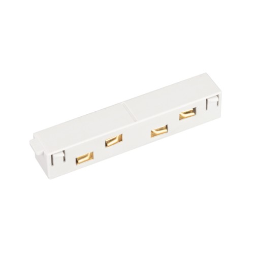 Коннектор прямой MAG-ORIENT-CON-I-POWER (WH) (Arlight, IP20 Пластик, 3 года) Прямой белый коннектор для электрического соединения треков MAG-ORIENT между собой. Габариты 92х17х16,5 мм.