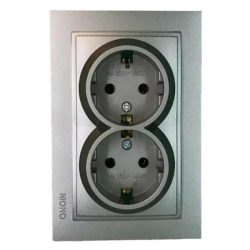 Розетка двойная с заземлением Mono Electric Despina антрацит 102-242404-120 