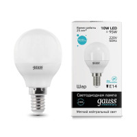  - Лампа светодиодная Gauss E14 10W 4100K матовая 53120
