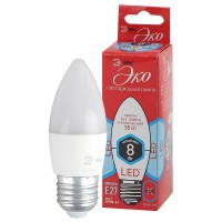  - Лампа светодиодная ЭРА E27 8W 4000K матовая ECO LED B35-8W-840-E27 Б0030021