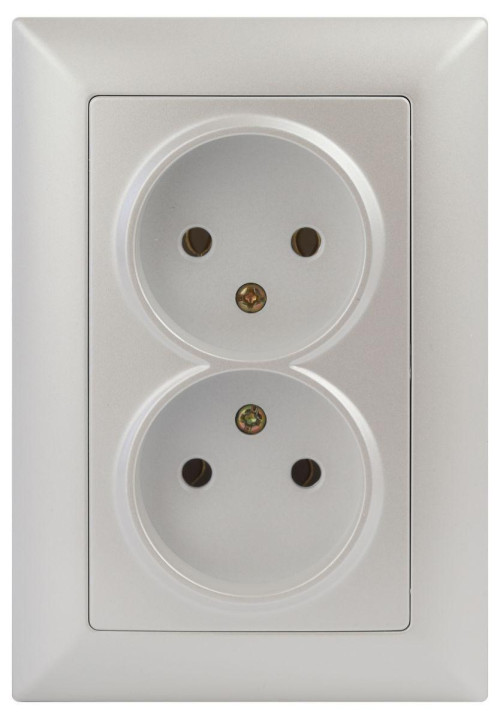 Розетка двойная ЭРА Intro Solo Schuko 2X2P 16A 250V перламутровый 4-204-06 Б0053671 