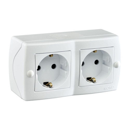 Розетка 2К+З двойная Mono Electric Octans IP20 16A 250V винтовое подключение белый 104-010107-120 