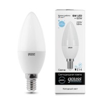  - Лампа светодиодная Gauss E14 6W 6500K матовая 33136