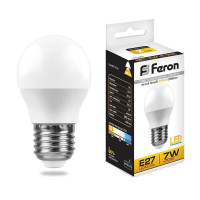  - Лампа светодиодная Feron E27 7W 6400K Шар Матовая LB-95 25483