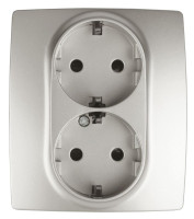  - Розетка ЭРА 12 2x2P E Schuko со шторками 16A 250V 12-2104-15 Б0019334