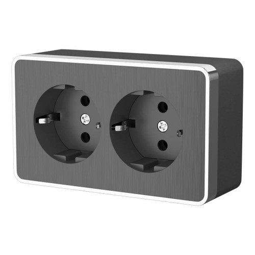 Розетка двойная с заземлением Werkel Gallant графит рифленый W5072104 4690389164675 