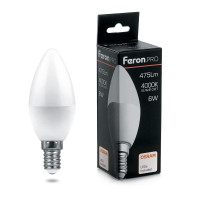  - Лампа светодиодная Feron E14 6W 4000K Матовая LB-1306 38045