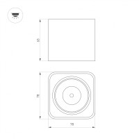 - Светильник SP-DICE-S78x78-10W Warm3000 (BK, 24 deg, 230V) (Arlight, IP54 Металл, 5 лет)
